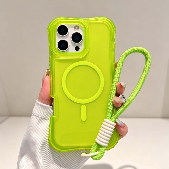 For iPhone 15 Plus Phone Case,3-in-1 Heavy Duty Shockproof Cover,Compatible with Wireless Charging,With Wrist Strap,Non-Slip Anti-Scratch Matte Drop Protection,Phone Case,Green