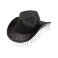 thumbnail image 3 of freneci Cowboy Hat for Women Cowgirl Hat Sparkly Headgear for Props Wedding Carnival Black, 3 of 8