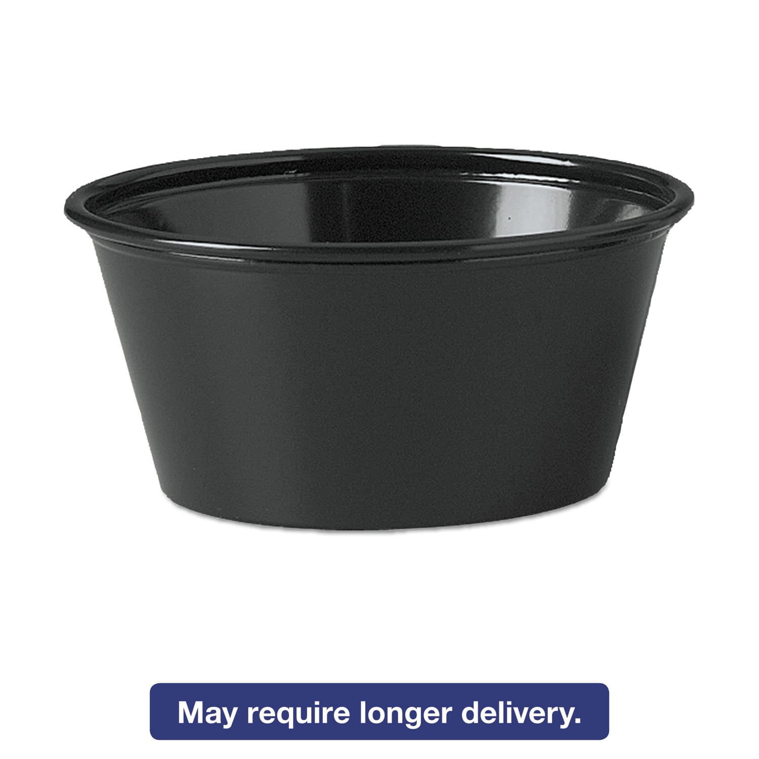4ULIFE 3.25 oz Black Plastic Souffle Cup/Portion Cup with Lids-50 Sets 