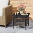 thumbnail image 4 of Gymax 2 Pcs Table d'Appoint d'Extérieur en Rotin PE avec Trou pour Parasol de 1,57 Pieds' Table d'Extrémité Carrée pour Patio, 4 of 10