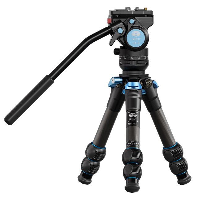 Sirui Am-223L Mini Trípode De Vídeo Con Cabezal Fluido Va-5 Trípode De Viaje De Fibra De Carbono Con Base Niveladora Para Cámara Dslr Videocámara Altura Máxima 17,5 Carga Hasta 6,6 Libras