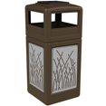 thumbnail image 1 of 42 gal Brown Trash Receptacle with Stainless Steel Reed Panels & Ashtray Lid, 1 of 1