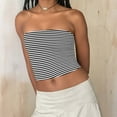 thumbnail image 5 of APEXFWDT Women's Striped Tube Tops Strapless Bandeau Tops Double Lined Slim Fit Summer Y2K Going Out Tank Tops for Girls，XXL,Black, 5 of 9