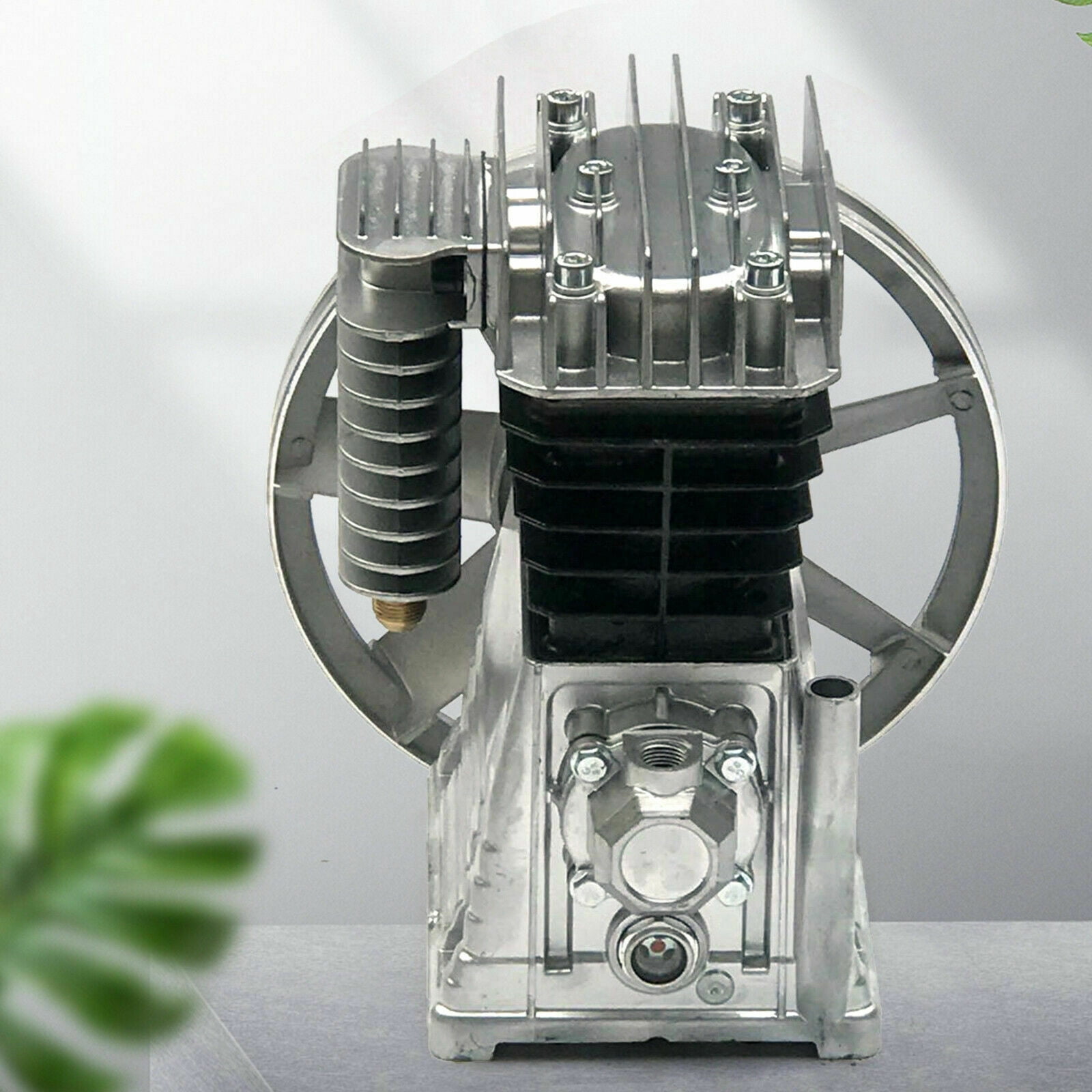 2HP  175L/Min Air Compressor Pump, 1.5KW Piston Twin Cylinder Air Compressor Head Pump Aluminum Oil Lubricated Pump With Silencer, Breathing Nozzle