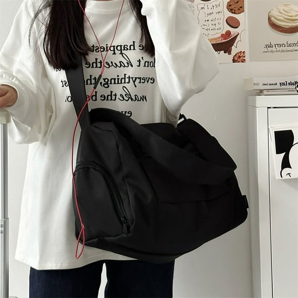 Grands Sacs Fourre-Tout de Voyage pour Femmes 2024 Sac à Bandoulière en Toile Sac Messager Sport Yoga Sacs à Main Mode Femme Noir