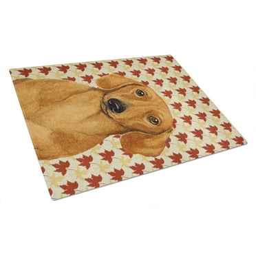 Carolines Treasures LH9087LCB Dachshund Fall Leaves Portrait Glass Cutting Board Large 12H x 16W multicolor