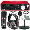 Focusrite Scarlett Studio 2i2 Complete Recording Package for Musicians (2nd Generation) and Accessory Bundle w/ Xpix Mic Stand, Pop Filter, Fibertique Cloth, More
