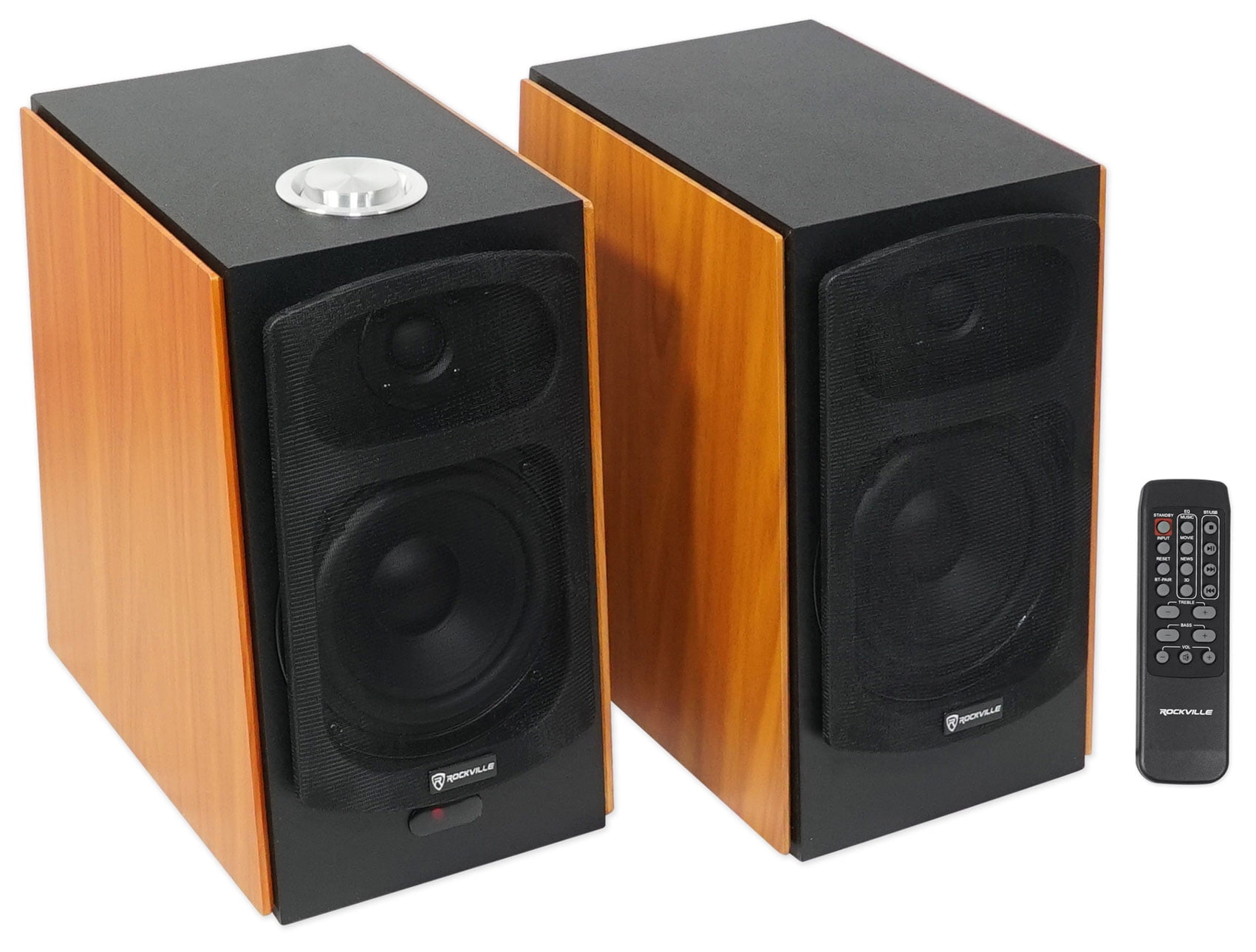 (2) Rockville HD5 5" 150w RMS Powered Bluetooth Bookshelf Speakers+Wall Brackets