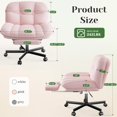 thumbnail image 2 of Cross Legged Office Chair with Foot Rest, 6.3" Thick Cushioned Criss Cross Chair with Wheels, Height Adjustable Swivel Vanity Chair for All-Day Comfort (Pink), 2 of 18