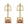 thumbnail image 4 of 2 Ct Emerald Cut Studs Red Natural Garnet 18K Yellow Solid Solid Gold Everyday Dainty Earrings Screw Back, 4 of 7