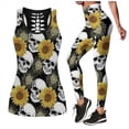 thumbnail image 1 of Yoga Suit Vest And Leggings Moisture Wicking Sunflower Moon Design Sport Fitness Home Gym Tight, 1 of 2