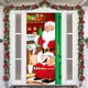 thumbnail image 4 of Decoración navideña para puerta de entrada | Tela de poliéster con estampado de Papá Noel | Adorno grande, duradero y lavable para puerta con ojales de cobre | Artículos para fiestas en interiores y, 4 of 5