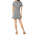 thumbnail image 4 of Allegra K Women's Ruffle Peter Pan Collar Casual Button up Checkered Dress, 4 of 6