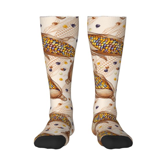 Xecao Corn 5 print thigh-high socks, crafted for both men and women with a stretchy, high-opaque design perfect for daily wear