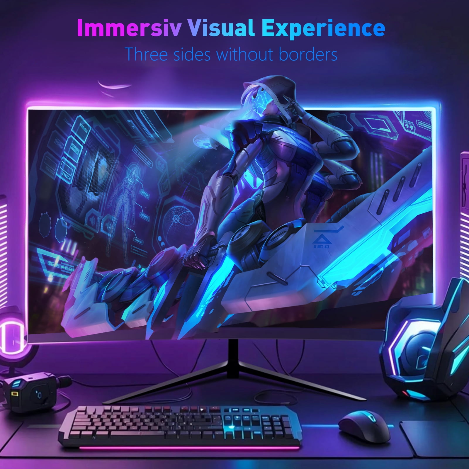 REHISK 24" FHD 100Hz Curved Computer Monitor,1080P Narrow Bezel Office Monitor,99% SRGB,FreeSync, HDMI,Black