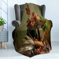 thumbnail image 4 of Harvest Soft Flannel Fleece Blanket, Photograph from Death of the Nature Season Fall Vegetables and Leafs Wooden Table, Cozy Plush for Indoor and Outdoor Use, 70" x 90", Multicolor, by Ambesonne, 4 of 5