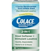 Colace 2-in-1 Stool Softener and Stimulant Laxative 30 ea (Pack of 4)
