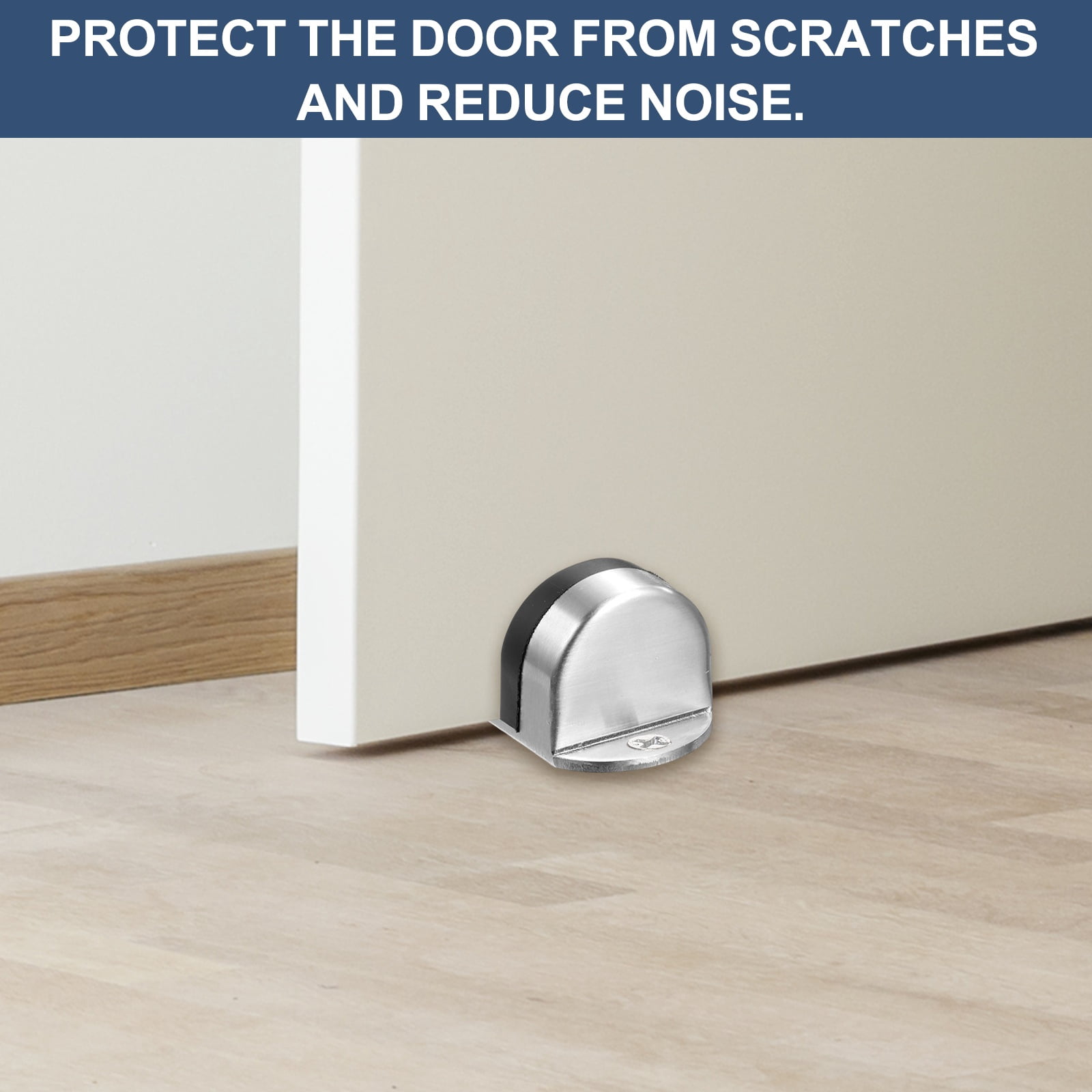 Uxcell 4 Pack Low Dome Floor Door Stop, 1.5" H x 1.65" W Stainless Steel Door Stopper, Rubber Bumper Wall Protector with Screws&Adhesive Tape for Bedroom Bathroom Office, Brass Tone