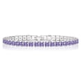 thumbnail image 1 of JeenMata Enorme 11K Corte Princesa Febrero - Amatista - Pulsera de tenis con piedra natal para mujer Diseño de eternidad - Chapado en oro blanco, 1 of 6