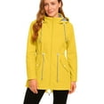 thumbnail image 2 of WTOBBY Womens Raincoats With Hood Lightweight Outdoor Hooded Waterproof Windbreaker Solid Trench Coat Jacket Plus Size, Fashionable for Sports,Yellow XL, 2 of 6
