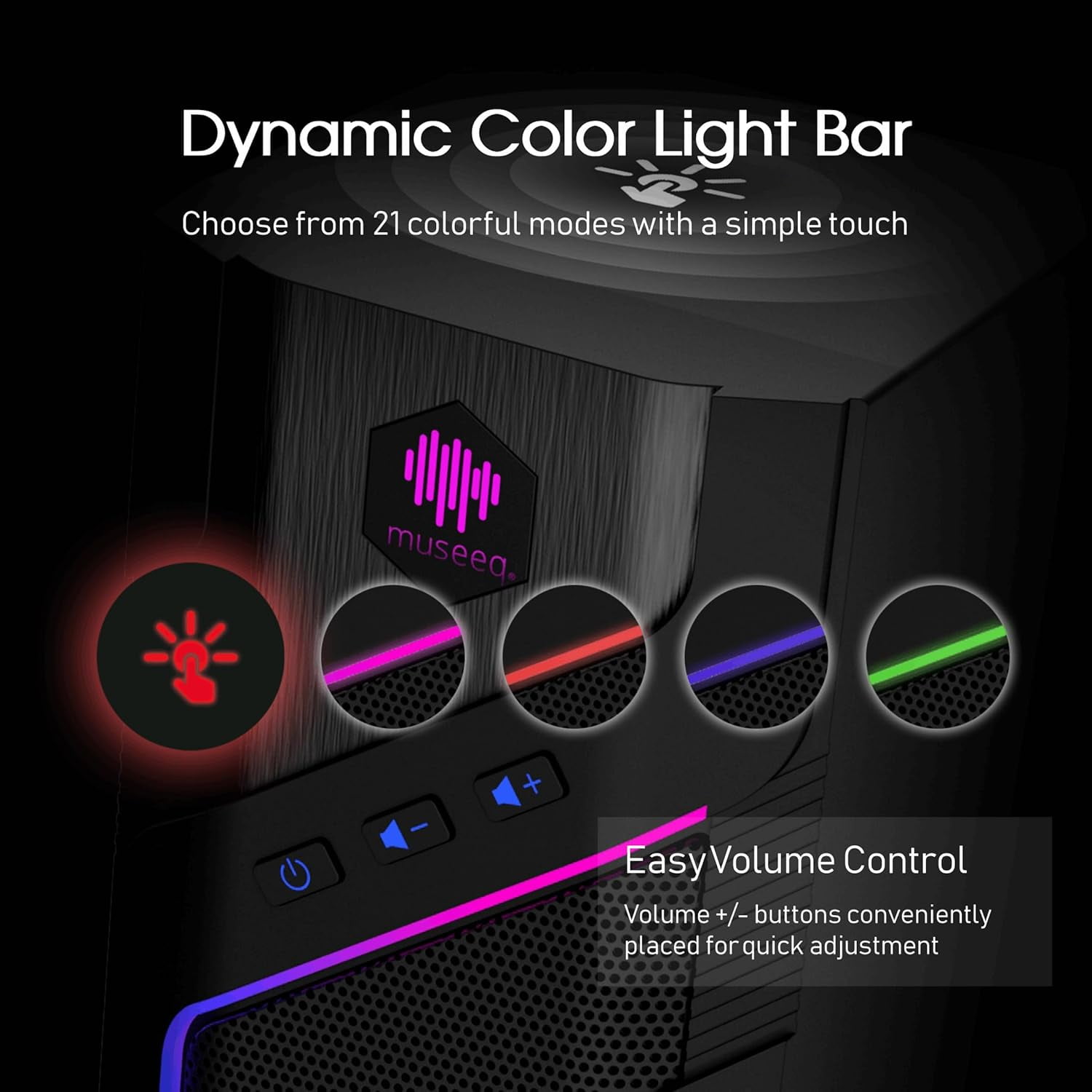 W-206RE RGB Gaming Speakers for PC, Bluetooth & USB Desktop Speakers for Gaming PC and Monitor, Touch Control Stereo Computer Speakers with 21 LED Light es