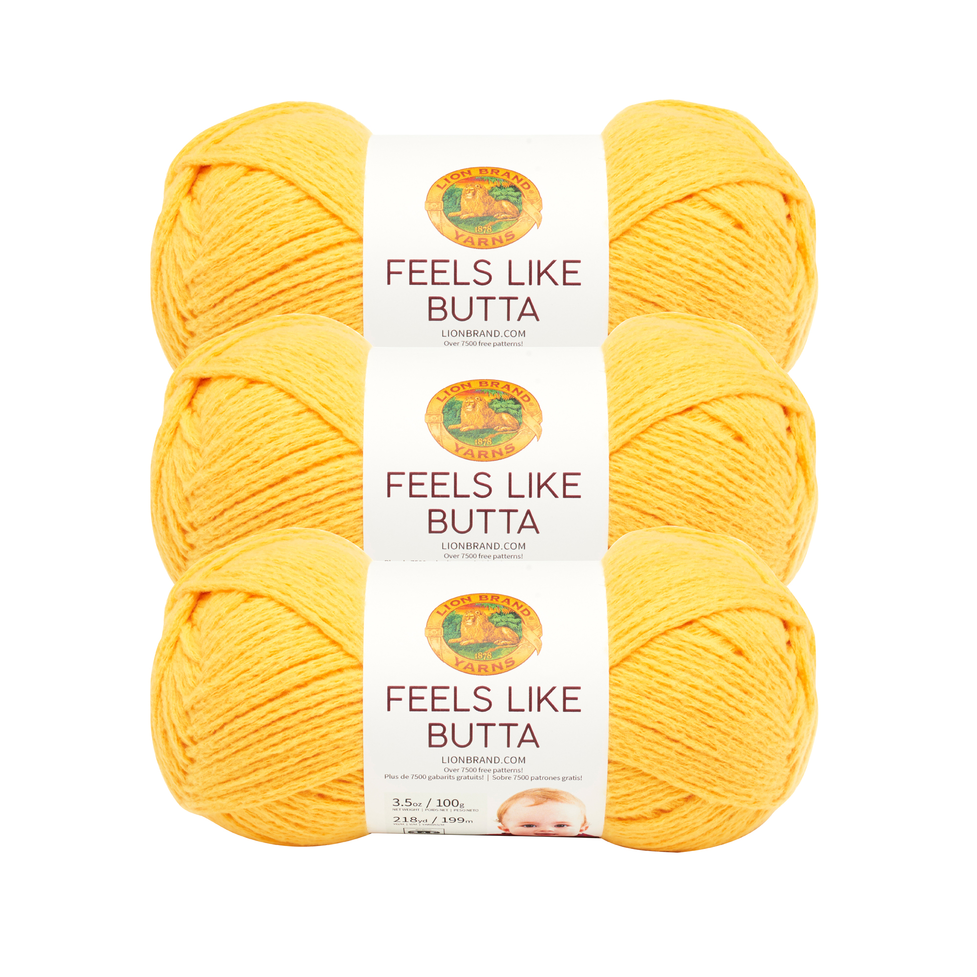 Lion Brand Yarn Feels Like Butta Yellow Super Soft Baby Medium