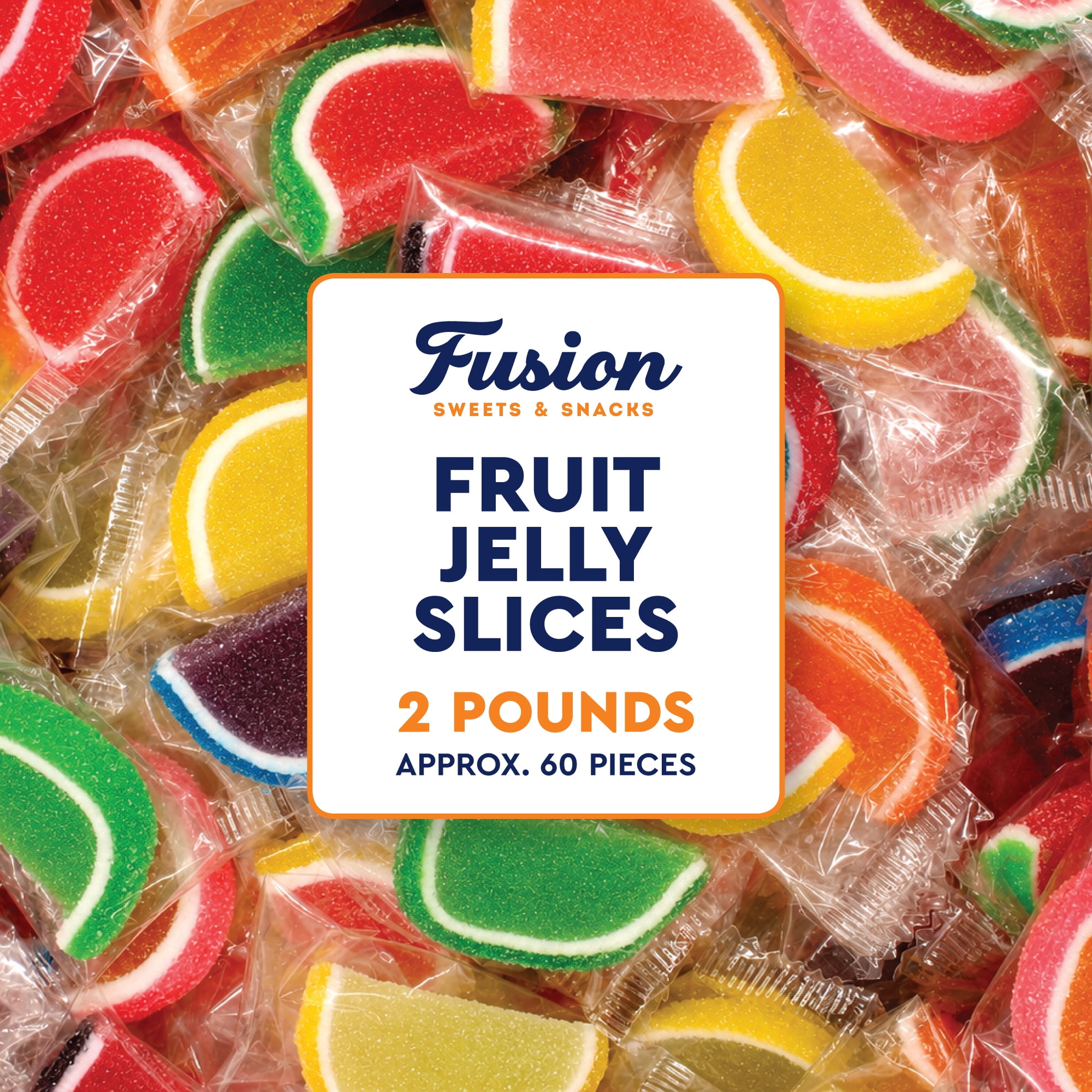 Jelly Fruit Slices Candy 2 Pounds Bulk Individually Wrapped Assorted Sugared Wedges Classic Old Fashioned Nostalgic Gummy Passover Sweets Holiday Gift