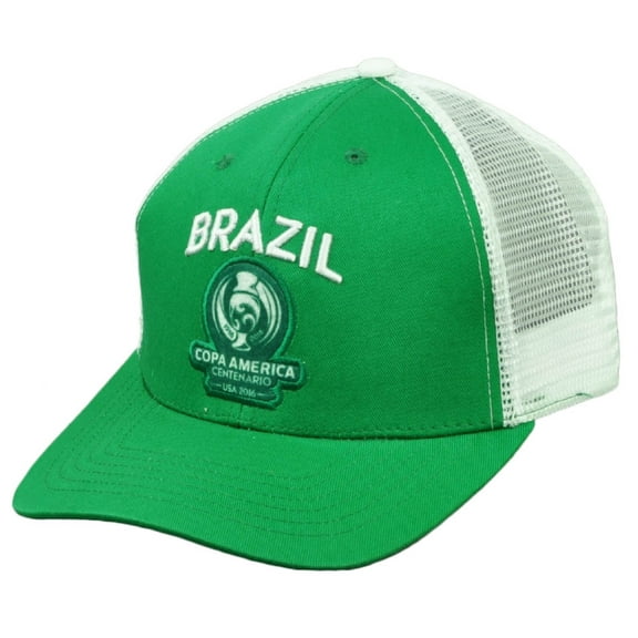 Brazil Brasil Copa America Centenario 2016 Mesh Futbol Soccer Hat Cap Green White