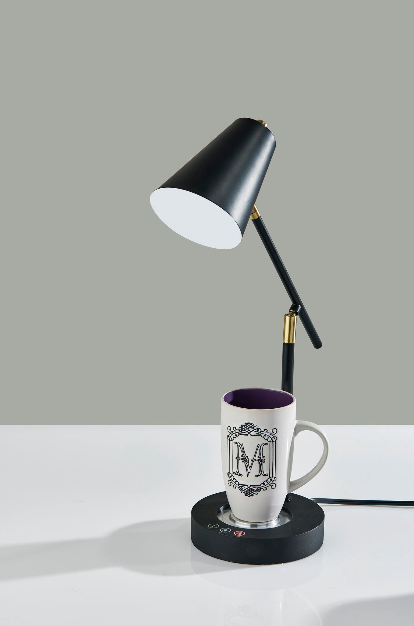 Simplee Adesso Cup Warming 23.38" 3-Level Cup Warmer, USB & AC Adjustable Desk Lamp