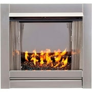 Duluth Forge Vent less Stainless Outdoor Gas Fireplace Insert With Reflective Black Glass Media 24,000 BTU, Manual Control Model# DF450SS-G-RBLK