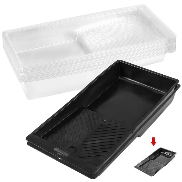 ZOENHOU 18Pack Plastic Paint Tray, 2 Black Hard Shell Paint Roller Tray