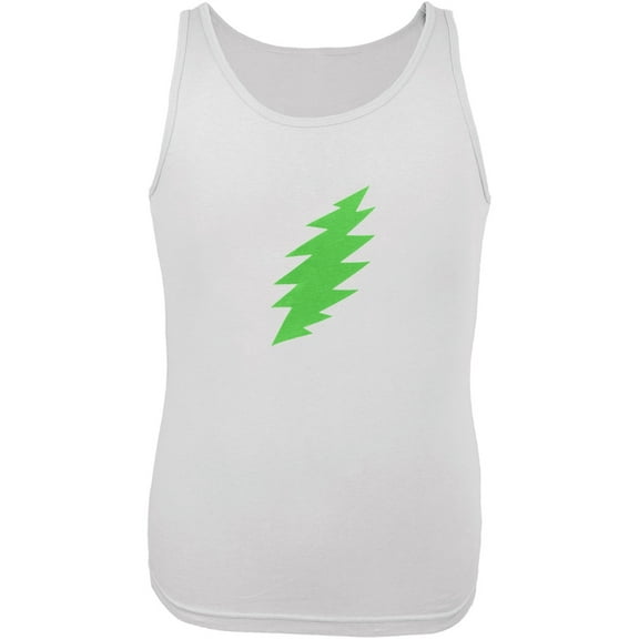 Grateful Dead - Green Lightning Bolt White Tank Top - X-Small