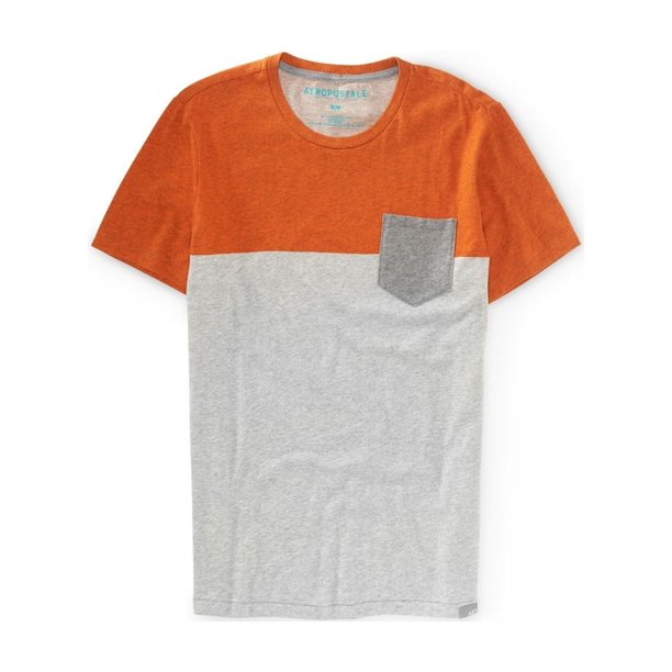 Aeropostale - Playera básica con bolsillo colorblock para hombre, naranja, extragrande Aeropostale Camiseta básica