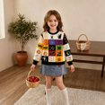 thumbnail image 2 of Kids Halloween Patterned Knit Sweater Relaxed Fit Skeleton Ghost Pumpkin Graphic Pullover Top Winter Holiday Party Outfit, 2 of 4