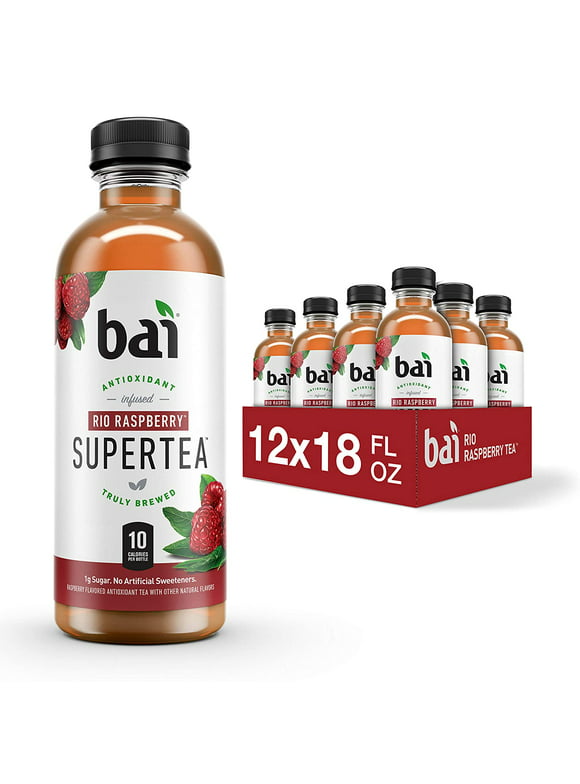 Bai Iced Tea, Rio Raspberry, Antioxidant Infused Supertea, Crafted with Real Tea (Black Tea, White Tea), 18 Fl Oz (Pack of 12)