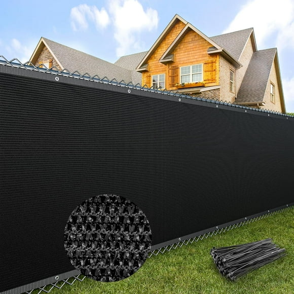 4X50FT Outdoor Privacy Screen Fence Heavy Duty 170GSM Fencing Mesh Shade Net Cover, 90% Blockage Chain Link Fence Privacy Slats for Balcony Patio Garden Backyard Pool (Black)