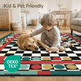 thumbnail image 4 of ODIKA 4'x6' Washable Area Rug Alt Dice Graphic Funky Aesthetic Checkerboard Men Cartoon Flowing Dynamic for Home Office, Under Desk, Non-Slip Chair-Friendly, Flatwoven, 4 of 7