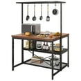 thumbnail image 1 of Yiwa Kitchen Island Table, Bakers Rack w/ Shelves & Hooks, 42"x28"x72", 1 of 8