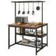 thumbnail image 1 of Yeshouse isla de cocina de 107 cm con almacenamiento, mesa de 3 niveles con asientos, estante para microondas, 5 ganchos, ideal para comedor, sala de estar o cocina, tamaño 107x71x183 cm, 1 of 8