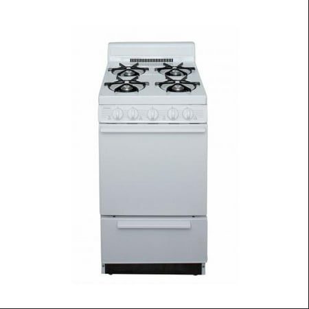 SAK100OP ADA Compliant White 20 Electronic Spark Gas Range with 2.4 Cu. Ft. Capacity Four Open Burners Lift Up Top 4 Porcelain Backguard and 17 000 BTU Oven Burner For Natural or L.P. Gas