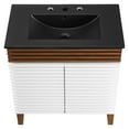 thumbnail image 6 of Sink Vanity Cabinet, White Walnut Black, Wood, Mid Century Hotel Bedroom Bathroom, Modern Contemporary HB33697, 6 of 9