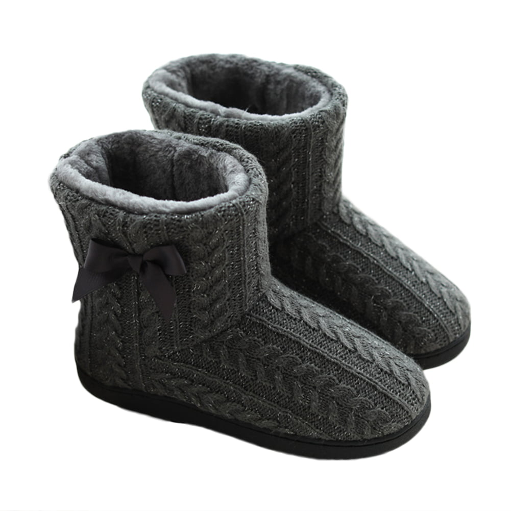 Womens Booties Slipper Knit Cotton Warm Plush Cozy Indoor House Ankle Boots