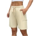 thumbnail image 3 of Women's Lightweight Hiking Cargo Shorts Quick Dry Shorts Camping Travel Zipper Pockets Women's Solid Color Running Yoga Fitness Exercise Shorts, 3 of 9
