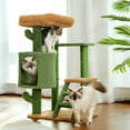 thumbnail image 4 of Pefilos Cat Tree 35 Inches Cactus Cat Tower with Sisal Covered Scratching Post, Cozy Condo, Cat Condo for Multiple Cats Plush Perches and Climbing Ladder for Indoor Cats, Green, 4 of 10