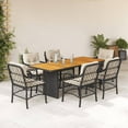 thumbnail image 1 of vidaXL 7 Piece Garden Dining Set with Cushions Black Poly Rattan, 1 of 4