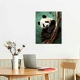 thumbnail image 2 of Nawypu  3 Pieces Cute Animal Canvas Wall Art Panda on Branches Picture Gallery Wrapped for Kids Room Nursery Bathroom Framed Artwork Easy to Hang (12"x16"x3pcs), 2 of 4
