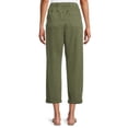 thumbnail image 2 of Time and Tru Women's High Rise Relaxed Fit Cropped Utility Pants, 2 of 6