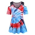 thumbnail image 1 of Panel de encaje Tie Dye Shoulder abierto más tamaño superior Rosegal  Camisetas tallas grandes, 1 of 5