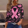thumbnail image 6 of Nfurl Breast Cancer Shirts for Women Pink Ribbon Print Loose Casual 3/4 Sleeve T Shirts Inspirational T-shirts Breast Cancer Awareness Clothes Pink,XXL, 6 of 6