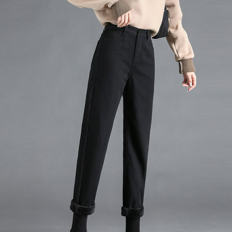pgeraug leggings for women high waist loose thickened warm straight jeans  haren pants for women black xl 
